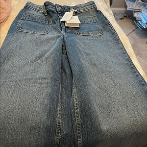 Wide Leg Cuffed Cropped Jeans size 0